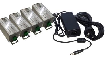 3-Draht-Gigabit-Netzwerk-Adapter 4er Set mit Steckernetzteil